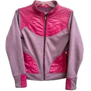 Oiselle LUX Moto Cloud Control Quilted Jacket Bomber XS Mauve Pink Fleece Lined